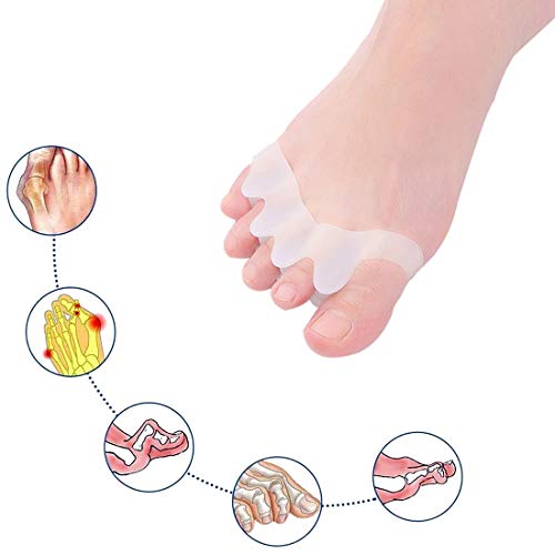 Image of 2 Pair Kids Toe Separators - Soft Gel Foot Spacers for Correcting Bunions, Hammer Toes, Relieving Foot Pain & Plantar Fasciitis
