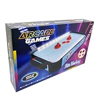 Air Hockey Light Up Arcade Table-Top LED Game, 2 Pushers + 2 Pucks + Illuminated Rails + More HTUK