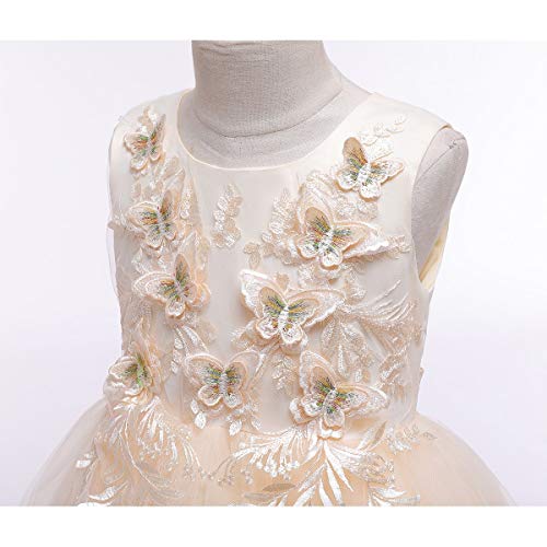 MYRISAM Little/Big Girls Butterflies Tulle Dress Princess Embroidery Birthday Pageant Party Flower Girl Wedding Ball Gowns4