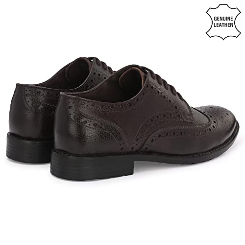 Image of Auserio Men's Brogue Full Grain Leather Lace Up Formal Shoes | Anti Skid Sole & Waxed Laces | Antimicrobial Memory Foam Padded Insole with Detailed Stich| Shoes for Office & Parties (115.116.117)