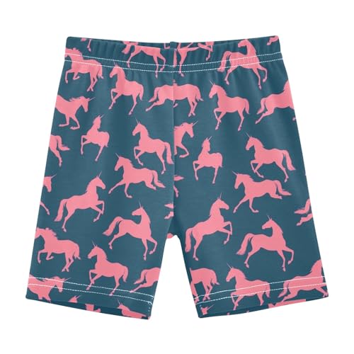 Pink Unicorn Prints Girls Shorts Elastic Waist Sports Shorts Girls Leggings Pants for 4-10 Years