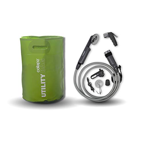 Colapz Dog Grooming Shower Kit - Ducha portátil con batería Recargable y Bolsa de Agua Plegable de 16 litros - Verde