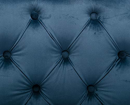 Kmax Velvet Elegant Upholstered Dining Chairs, Fabric Armless Accent Chair Set Of 2 - Indigo Blue #TOP4