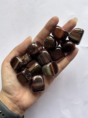 Image of Tumbled Stones, Natural Crystal Healing Stones, Home Office Decor, Aquarium Decorative Pebbles, Vase Fillers (Red Tiger Eye, 50)