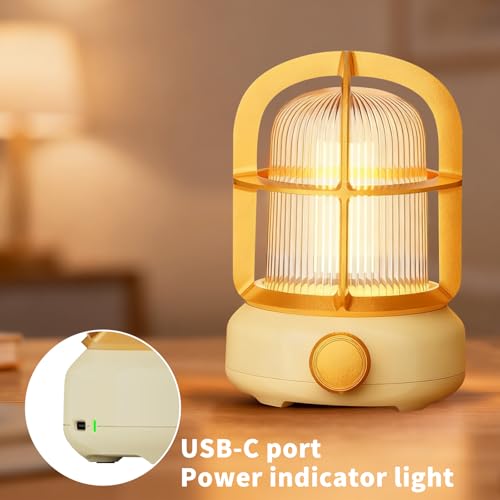 Cute Camping Lantern with Adjustable Dimming & USB-C Charging, Desk Decor for Bedroom, Indoor Outdoor Adventures & Emergency Use Gift, Retro Atmosphere Lamp for Bar (Yellow) by HPYDIY - Image 6
