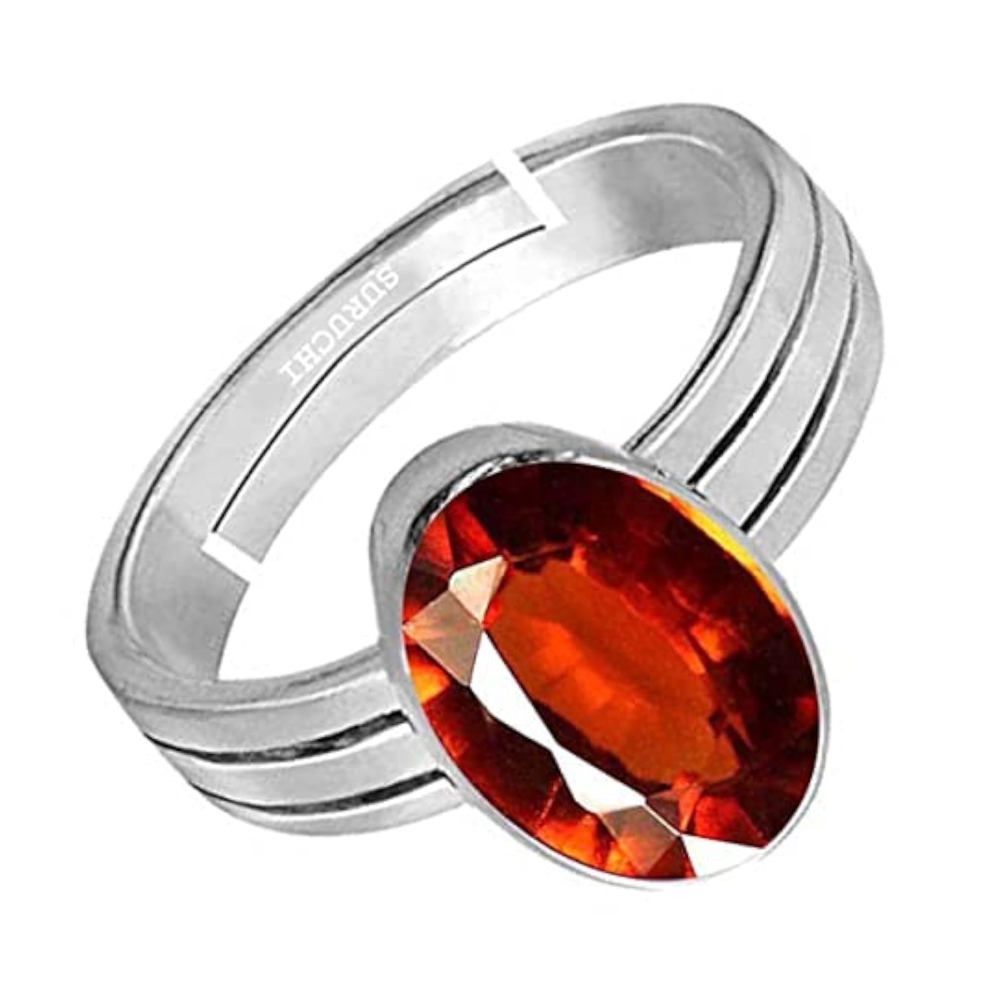 Women's Hessonite 925 Sterling Silver Adjustable Ring, Astrological Gemstone