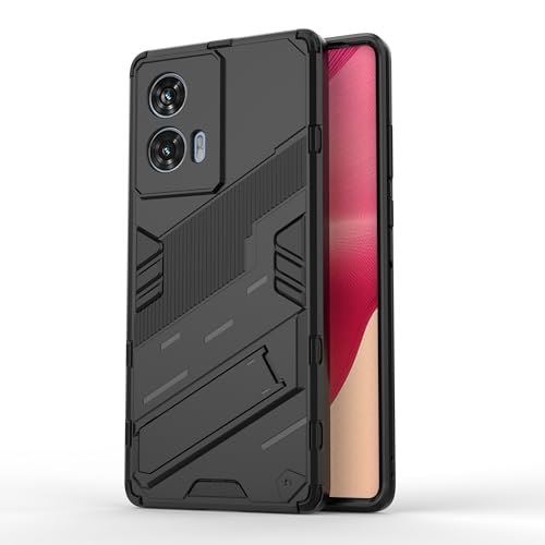 Image of Back case Plastic Shock Proof & Kickstand with Camera Protection Hybrid Back Cover Case for Motorola Edge 50 Fusion, Motorola G85 5G (Black)