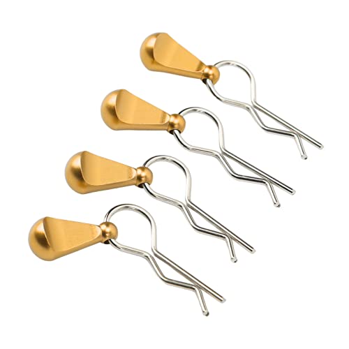 RC Car Body Clips Pull Tabs High Durability Metal Easy Installation 1/10 Body Clips Pull Tabs Replacement Part for RC Car (Gold)