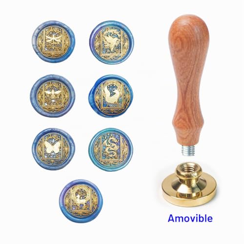 Kit de tampons de cire, ANBOSE Ensemble de tampons de cire pour animaux avec 7 têtes en laiton amovibles et 1 manche en bois, tampon de cire à cacheter Dragon d'abeille pour cartes d'invitations – vue 3