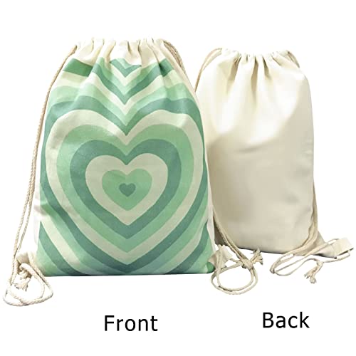 Mositu Heart Drawstring Backpack Cotton Canvas Drawstring Bag For Women Gift Gym Draw String Bag Aesthetic Heart Backpack Sport Sack Bag Beach Travel Sackpack #TOP1