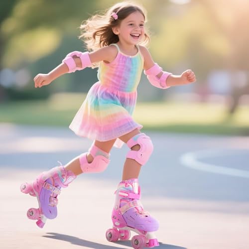Miniatura 6 de 2pm Sports Patines Para Niñas 3-12 Años - Modelo Mariposa Rosa Uso Interior Exterior - Talla Infantil 10-13c 6 Ajustes - Principiantes