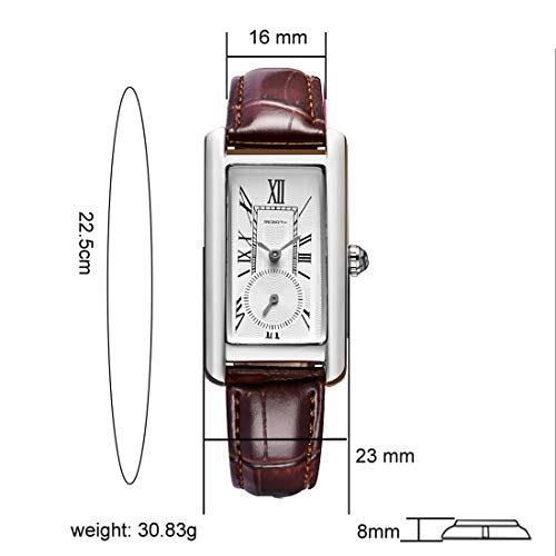 Image of Quartz Watch for Women, Lady Stylish Square Dress Watch with Leather Strap and Sapphire Crown