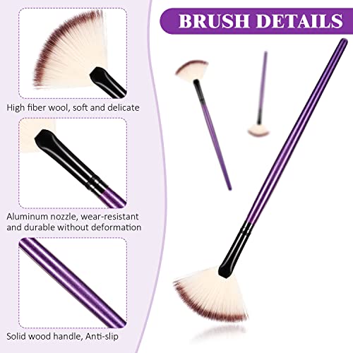 Image of 9 Pieces Facial Fan Mask Brushes, Soft Facial Applicator Brushes Tools for Peel Glycolic Makeup for Mud Cream(Purple)