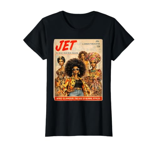 Afro Glamour – Vintage Black Women Cover Art T-Shirt, Women, Black, 3X-Large