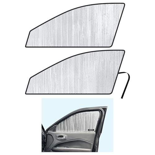 Side Window Front Seat Reflective Sunshade Custom Fit for 2017 2018 2019 2020 2021 2022 2023 2024 2025 Jeep Compass SUV, Latitude, Limited, Sport, Trailhawk (Set of 2)