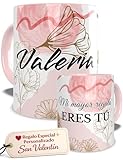 Taza Personalizada Nombre Mujer Regalo Original San Valentin Enamorados Diseño Exclusivo Minimalista Café Té Apta Microondas Regalos Elegantes Familiares Desayuno Rosa