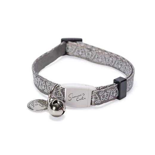 Simon´s Cat by Karlie Katzenhalsband, Katzenhalsbänder, Nylon, Grau, 20-30x1 cm