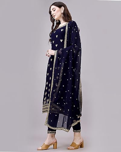 Image of PATISOL Women's Georgette Kurta Set with Dupatta