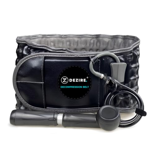 Image of DEZIRE Inflatable Lumbar Decompression Belt | Lower Back Pain Relief & Back Support | Adjustable 28-50 Inches | Unisex | Hand Pump Included (Black)