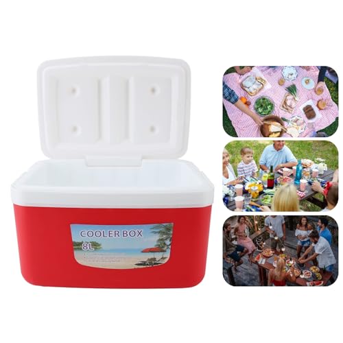 8L Insulated Portable Cooler, Portable Hard Cooler Box Insulation Ice Cooler with Handle for Camping Picnic Beach Fishing, Efficient Warm Cold, Insulated Ice Chest Cooler Box (Red) by Fabater - Image 4