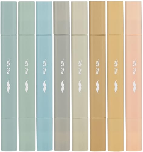 Mr. Pen- Aesthetic Bible Highlighters No Bleed Through Assorted Color, 8pcs, Ocean Dune, Cute Highlighter Dual Tip for Journaling Supplies and School Accessories, Bible Highlighters and Pens No Bleed