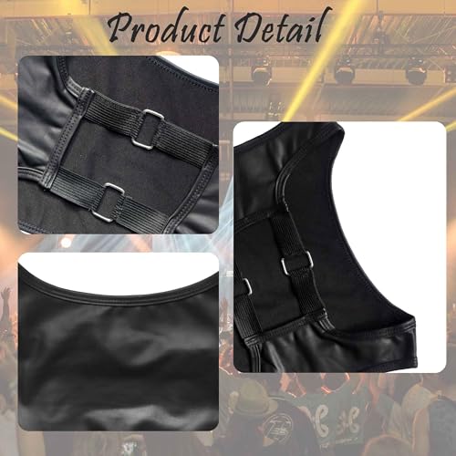 QiaTi Men’s Leather Chest Harness Black Chest Belts Cross Dressing Transgender Shoulder Harness for Men3