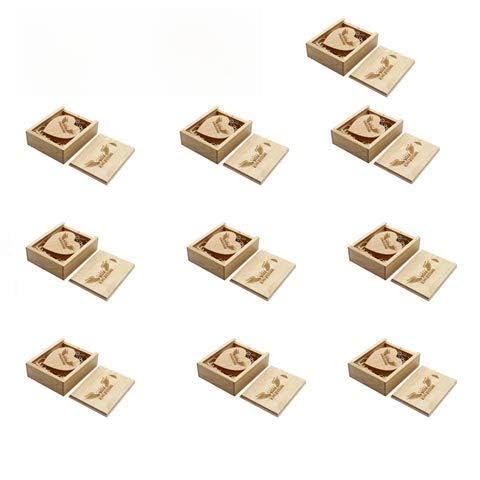 Clé USB Coeur de Photographe 16 Go 3.0 bois d'érable lot de 10 pièces