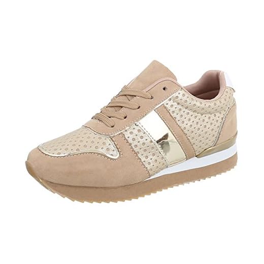 Zapatos para Mujer Zapatillas Plano Zapatillas Bajas Beige Tamaño 38