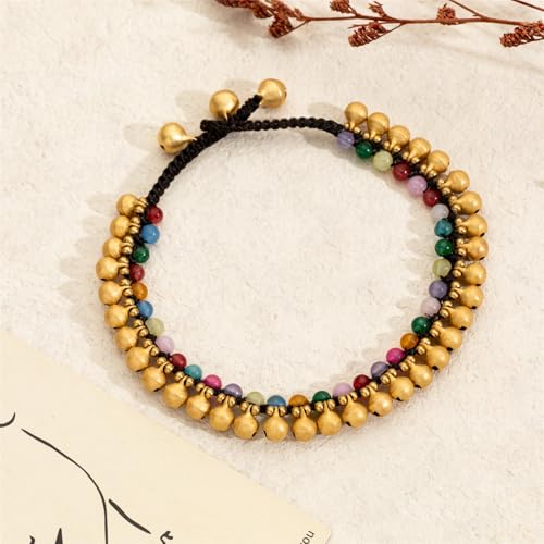 Image of kelistom Bohemian Ankle Bracelets for Women Handmade Natural Stone Beaded Chain Anklet