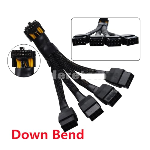 4x8�s������16�s��(12+4) GPU�r�f�I�J�[�h�d���A�_�v�^�P�[�u���ARTX4090 RTX4080 3090T PCI-e 5.0 12VHPWR 90�x�G���{�p(B Down Bend)