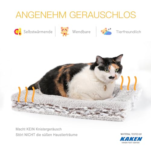 Mora Pets Wärmedecke Katze Selbstheizende Katzendecke Selbstwärmend Decke für Katze Heizdecke Ohne Strom, Katzendecke Flauschig & Weich, Wendbar - Doppelter Komfort, 56 x 42 cm