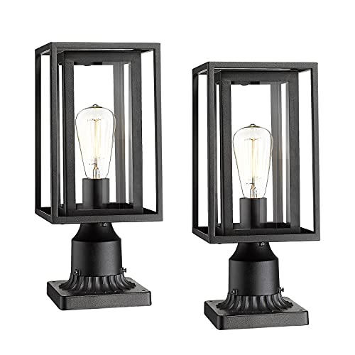 Buy 1 get 1 KAUEN Outdoor Post Light with Pier Mount Base, Pole Lanten, Exterior Lamp Post Light Fixture in Black Finish with Clear Glass 2450-1G-2PK Buy 1 get 1 KAUEN Outdoor Post Light with Pier Mount Base, Pole Lanten, Exterior Lamp Post Light Fixture in Black Finish with Clear Glass 2450-1G-2PK