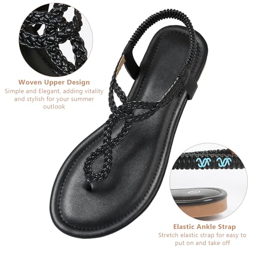 Image of zeetoo Women's Flat Sandals Summer T-StrapThong Bohemian Casual Comfortable Dressy Sandals for Women