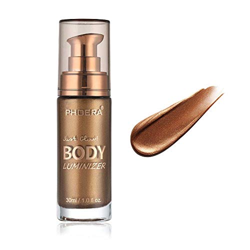 Phoera Liquid Illuminator, Body Highlighter Makeup Smooth Shimmer Glow Liquid Foundation for Face & Body, Great Choice and Gift for Woman Girls(30ML) 103#