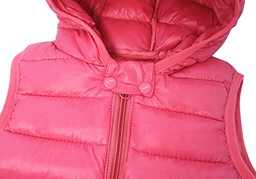 Happy Cherry Boys Girls Winter Casual Quilted Puffer Lightweight Vest Gilets Sleeveless Down Vest Puffer Hooded Vests Rose Pink, 12-18 Months #TOP4