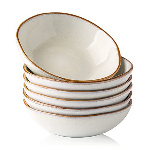 AmorArc Ceramic Cereal Bowls Set of 6, 24 oz Handmade