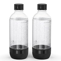 Mycket Soda Maker Flaschen, 2 x 1L Carbonating Bottles, BPA-frei Kohlensäureflaschen, Wiederverwendbare PET-Sprudelwasserflaschen, Ersatzflaschen für Soda-Maschine, Schwarz