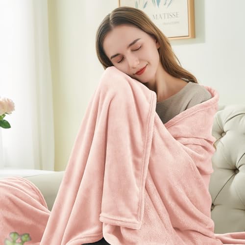 Image of BEDELITE Fleece Blanket Pink Morn Throw Blankets for Couch & Bed, Luxury Plush Cozy Fuzzy Blanket 50 inch x 60 inch, Super Soft Warm Lightweight Throw Blanket for Travel Camping