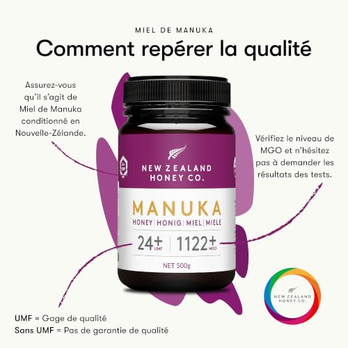 New Zealand Honey Co. Miel de Manuka UMF 24+ / MGO 1122+ – Cru et Monofloral, Testé en Laboratoire Indépendant – Origine Nouvelle-Zélande, Traçable QR – 500g – vue 4