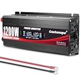 Cantonape 1200W/2400W(Peak) Power Inverter DC 12V to 110V AC Converter with LCD Display Dual AC Outlets 3.0A USB and Type-C Car Inverter for Truck Vehicles Laptop Trip