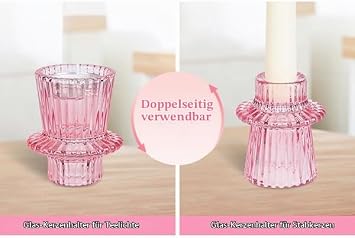 Candle Holder Set Votive Glass Candle Holder Stick Candle Holder Decoration Centrepiece for Table Crystal Tea Light Holder for Home Dinner Wedding Party Festival (6 Rose)