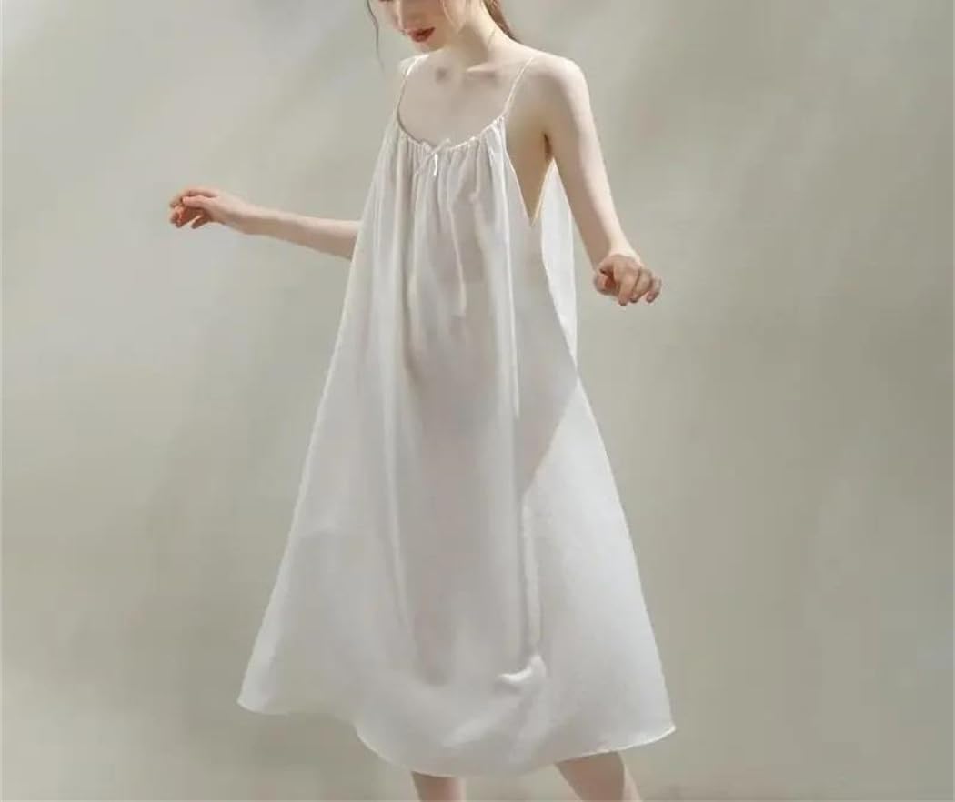 Womens Satin Slip Nightdress Loose Fit Lightweight Breathable Sleep Dress Plus Size Lounge Wear