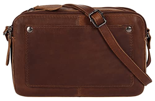 Cluty Umhängetasche echt Leder Damen | Vintage Umhängetasche, Crossbody Bag, Schultertasche mit Reißverschluss, kleine Handtasche aus Leder | 021716