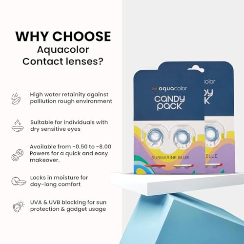 Image of AQUALENS CONTACT LENSES Aquacolor Contact Lens Pack Of 2 (Submarine Blue,Mystery Hazel)