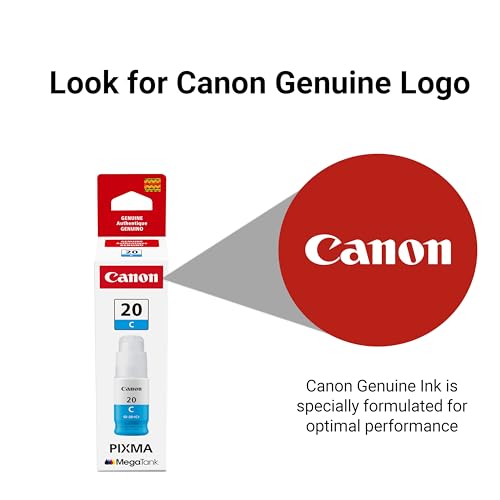Image of Canon Genuine GI-20 Cyan Ink Bottle, Compatible to PIXMA G6020 and G5020 MegaTank Printers