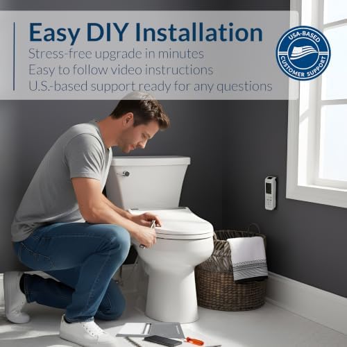 Bio Bidet BB2000 Bliss Electric Bidet Toilet Seat, Warm Water with Air Dryer, Heated Seat with Sensor and Slow Close Lid, Night Light, Remote Control, Elongated, White thumbnail 11