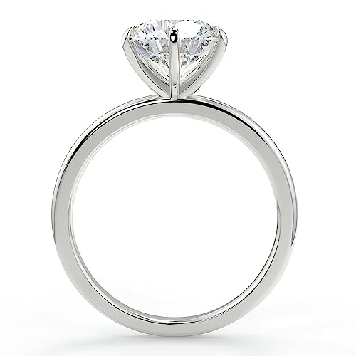 3 Carat Round Cut Moissanite Solitaire Engagement Ring for Women Solid 10K/14K/18K White/Yellow/Rose Gold Simulated Diamond Rings Classic 6-Prong Promise Wedding Rings, D Color, VVS1 Clarity2