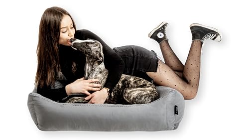 4L Textil Hundebett große Hunde Grau Hundebett abwaschbar Hundekorb große Hunde Hundekissen XL Hundekörbchen flauschig Hundesofa (120x100 cm, Dunkelgrau)