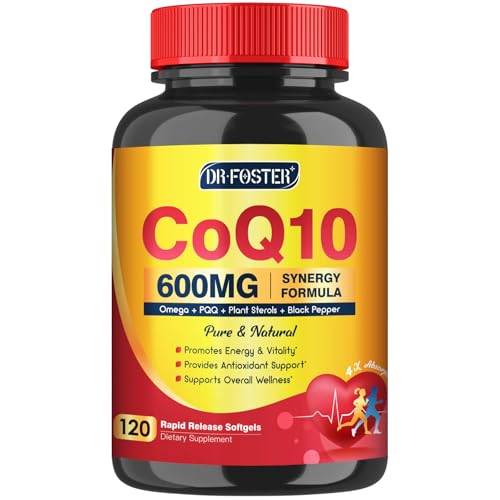 CoQ10 600 mg Softgels CoQ10 Supplement - CQ10 Coenzyme-Q10 w/ Omega 3 & PQQ & Vitamin E Support Heart & Antioxidant CoQ10 400mg Softgels 60 Servings