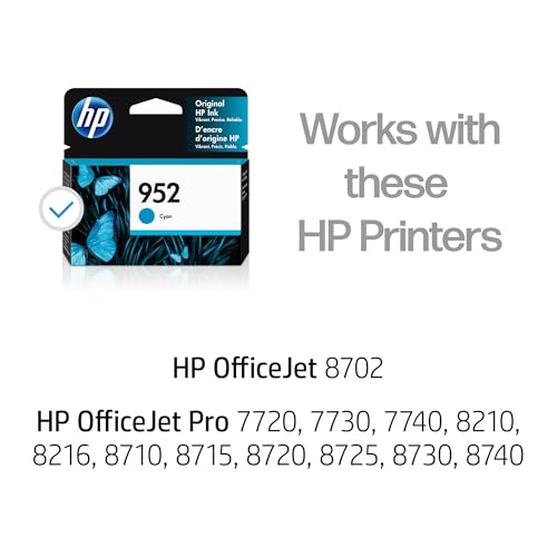 Image of HP 952 Cyan Ink Cartridge | Works OfficeJet 8702,OfficeJet Pro 7720,7740,8210,8710,8720,8730,8740 Series | Eligible for Instant Ink-| L0S49AN,(Pack of 2)